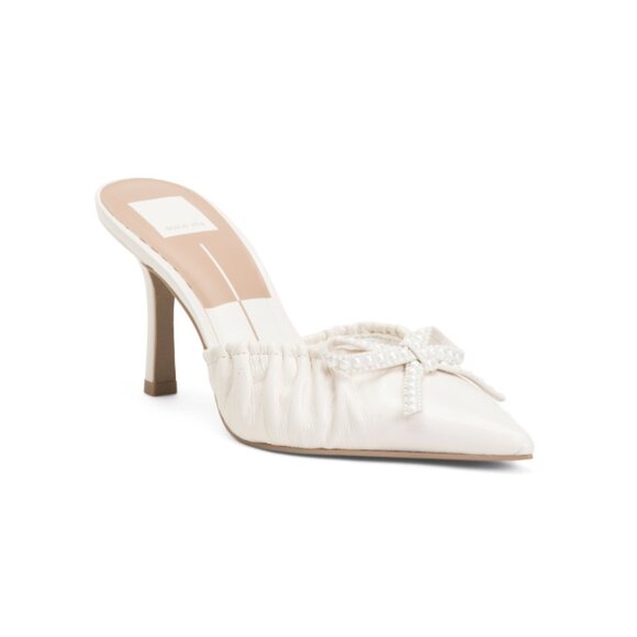 DOLCE VITA White Leather Kairi Pearl Heels - Picture 1 of 2